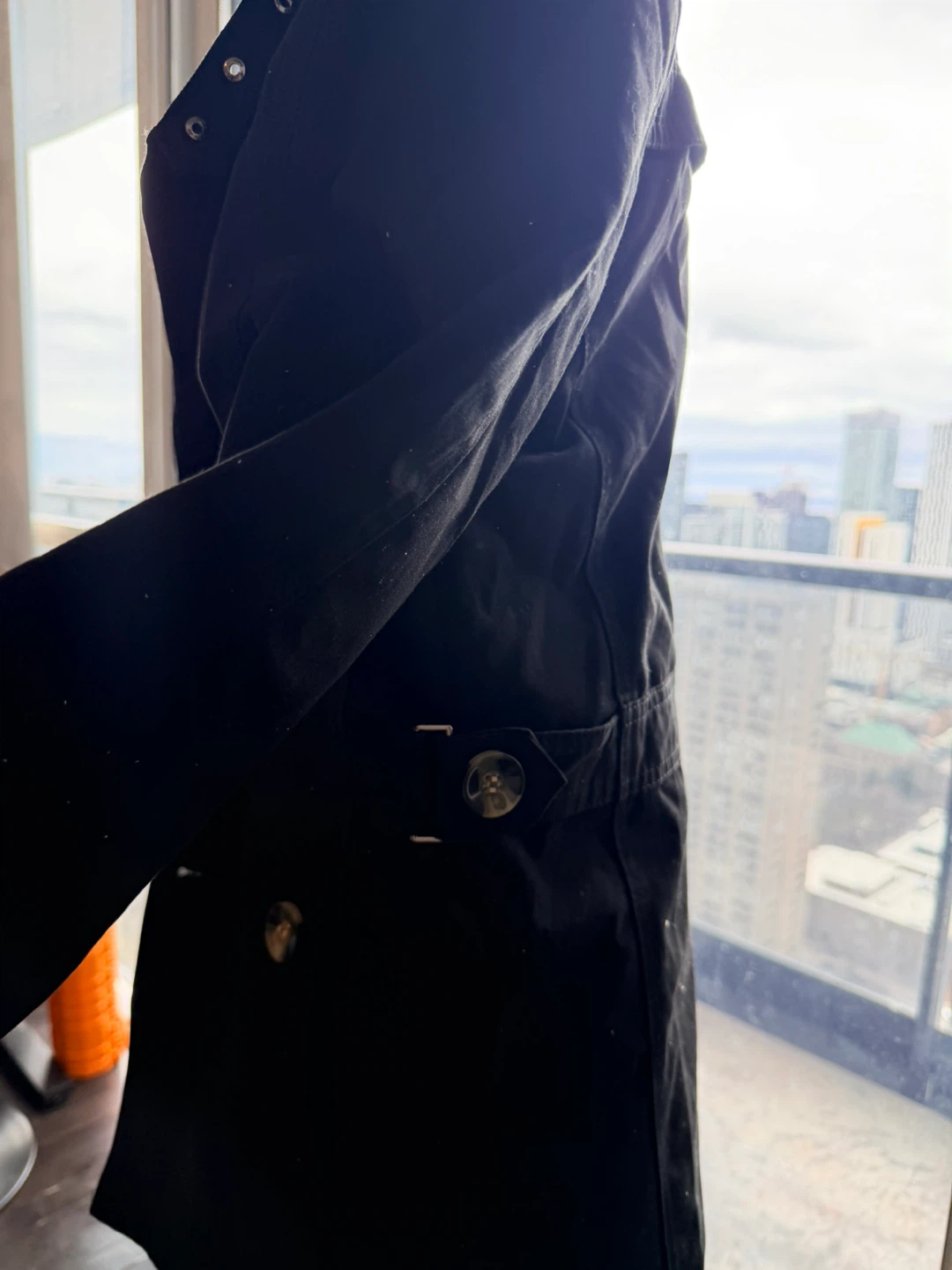 Black Double-Breasted Trench Coat - photo 5