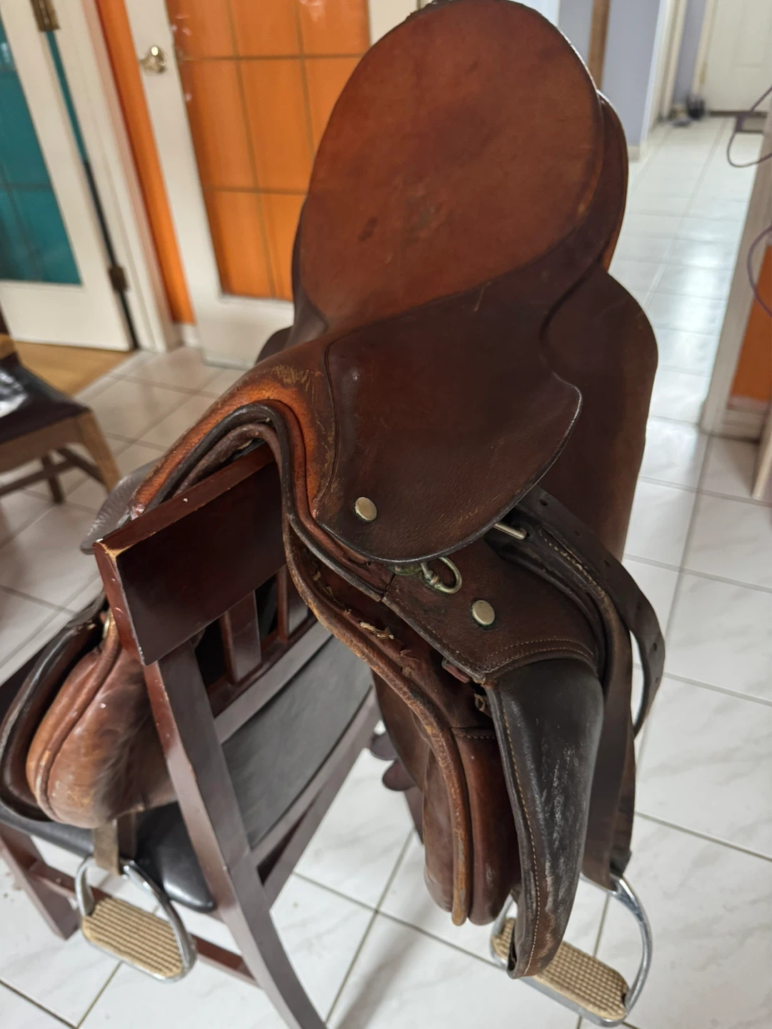 Used Brown Leather English Saddle