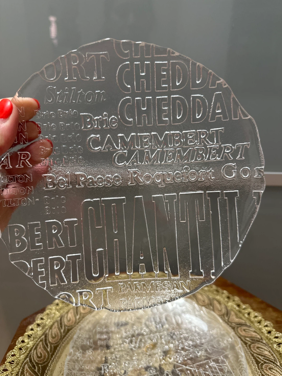 Clear Glass Cheese Plate Set with Assorted Cheese Names - photo 4