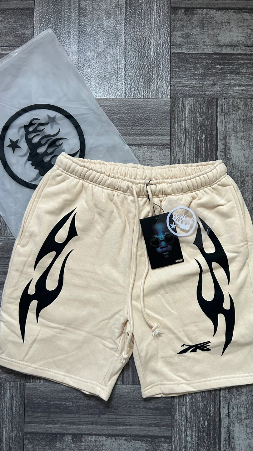 Brand New Beige Hellstar Shorts (NFC TAG SCANS)