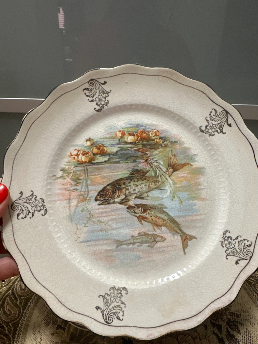 Set of 4 Vintage Ceramic Plates with Fish Design - photo 4