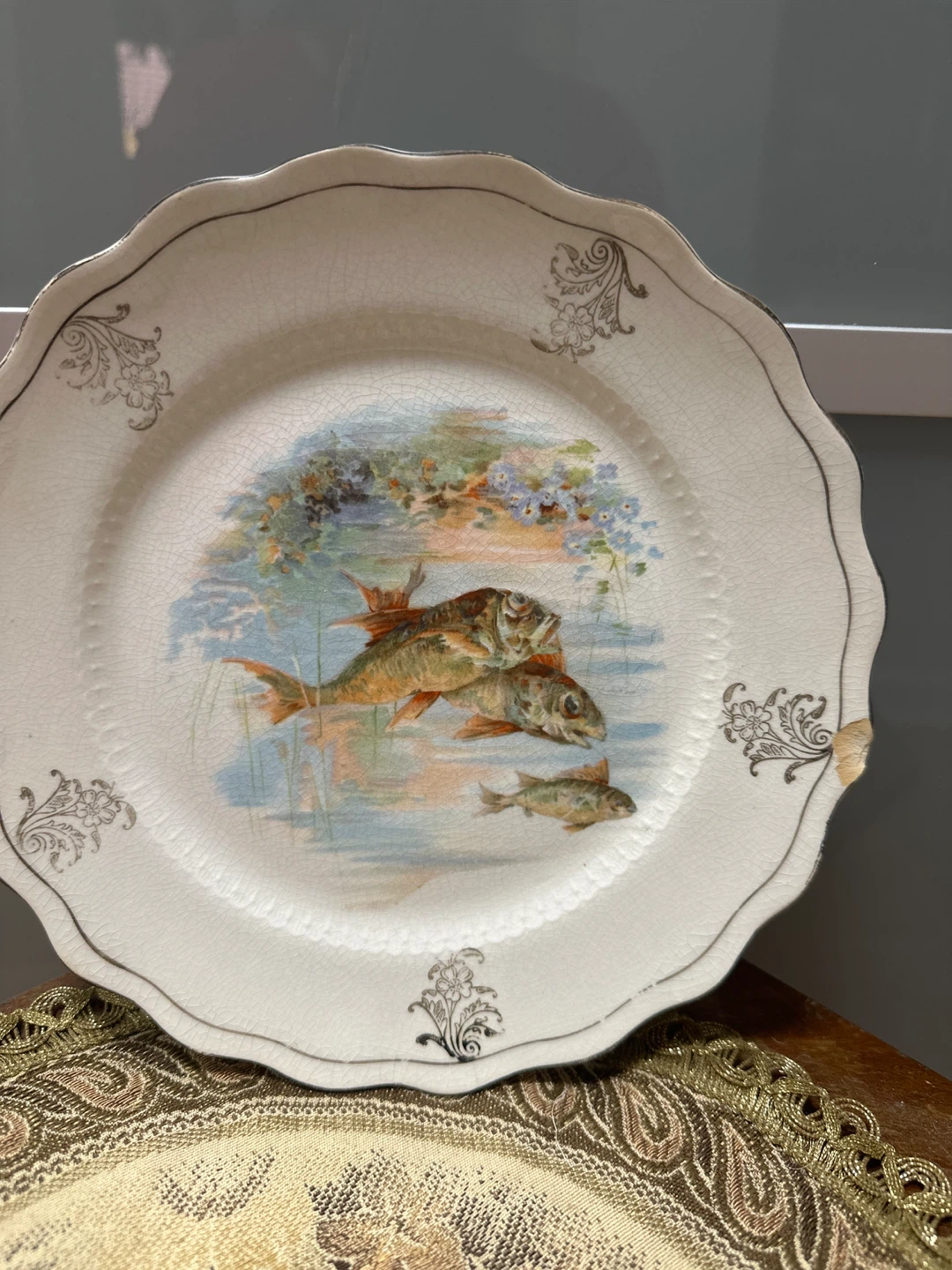 Set of 4 Vintage Ceramic Plates with Fish Design - photo 2