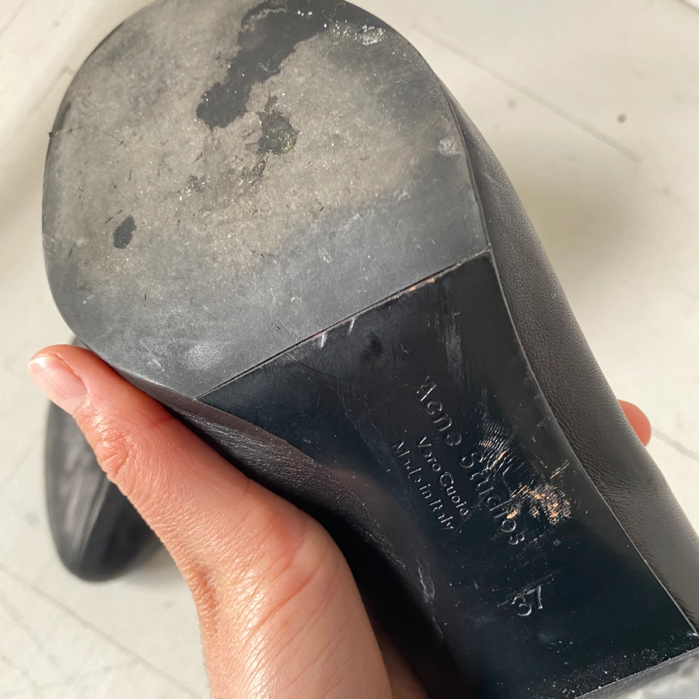 Acne Studios Black Leather Block Heel Pumps Size 37 - photo 4