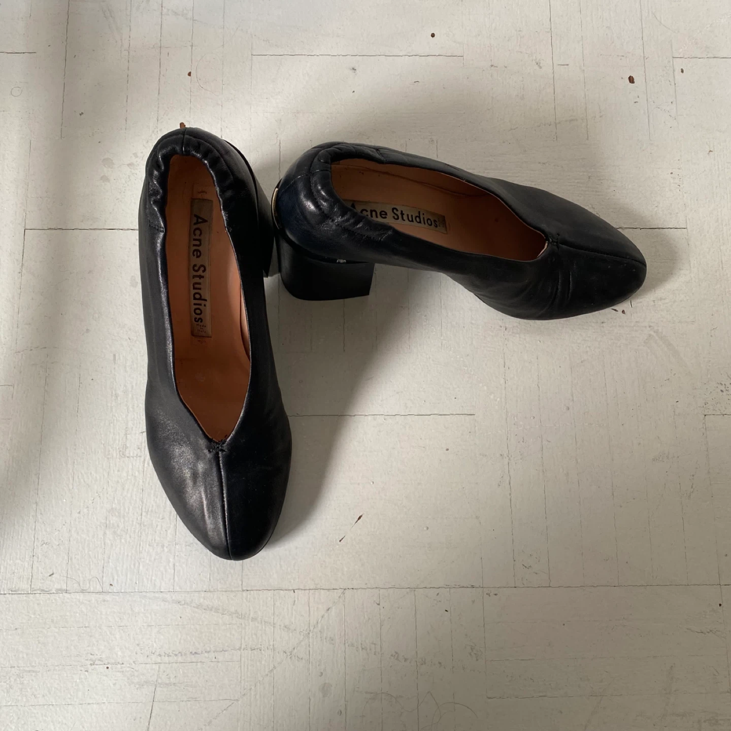 Acne Studios Black Leather Block Heel Pumps Size 37 - photo 2
