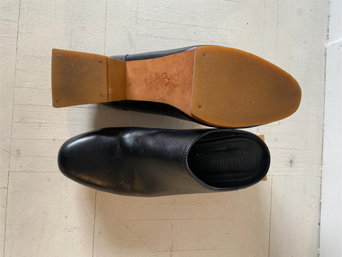 Beklina Black Leather Wooden Clog Mules - photo 5