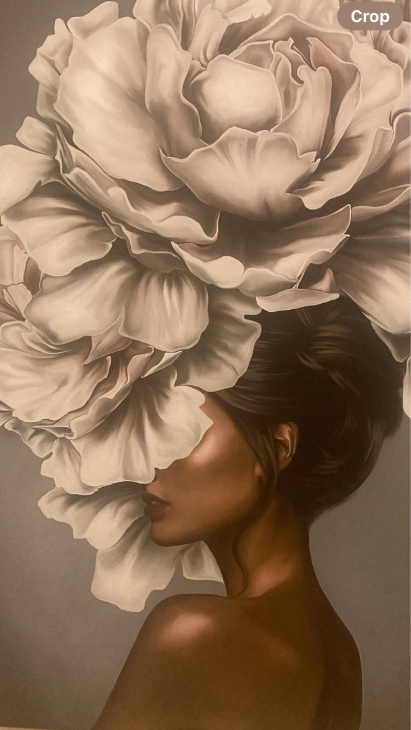 Abstract Woman with Flower Artwork