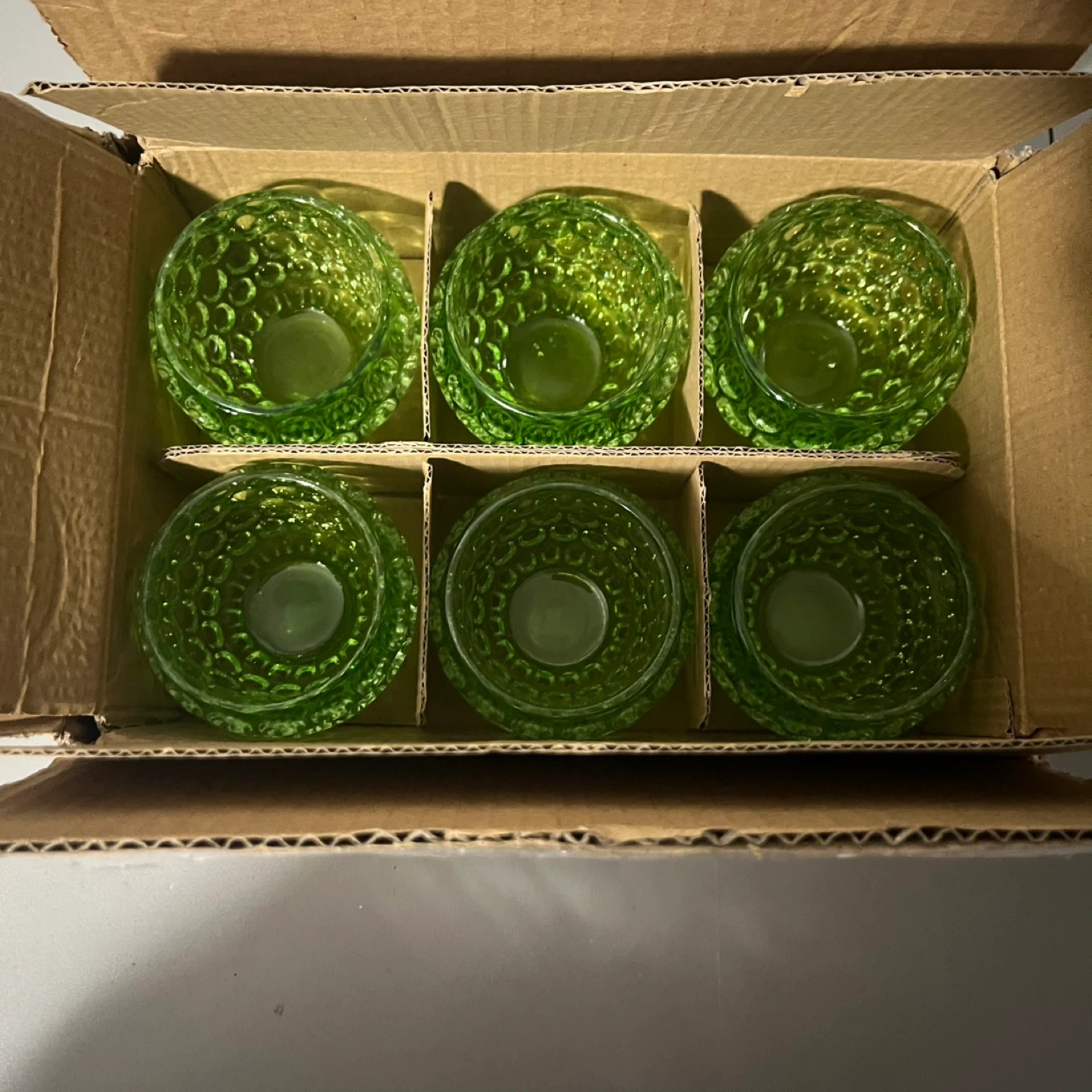 Set of 6 Green Bubble Glass Candle Holders - photo 5