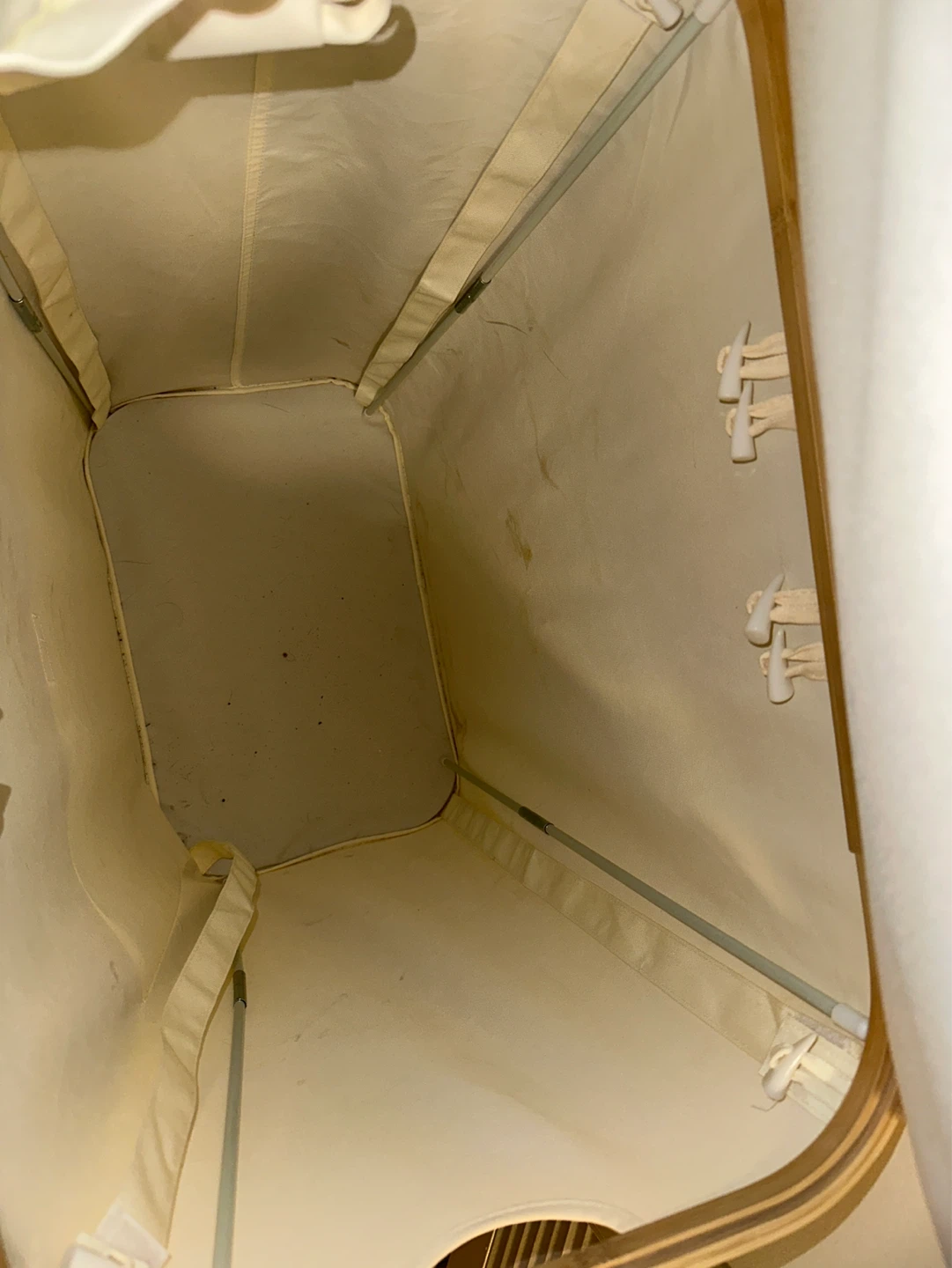 Cream Laundry Hamper with Bamboo Frame - photo 3