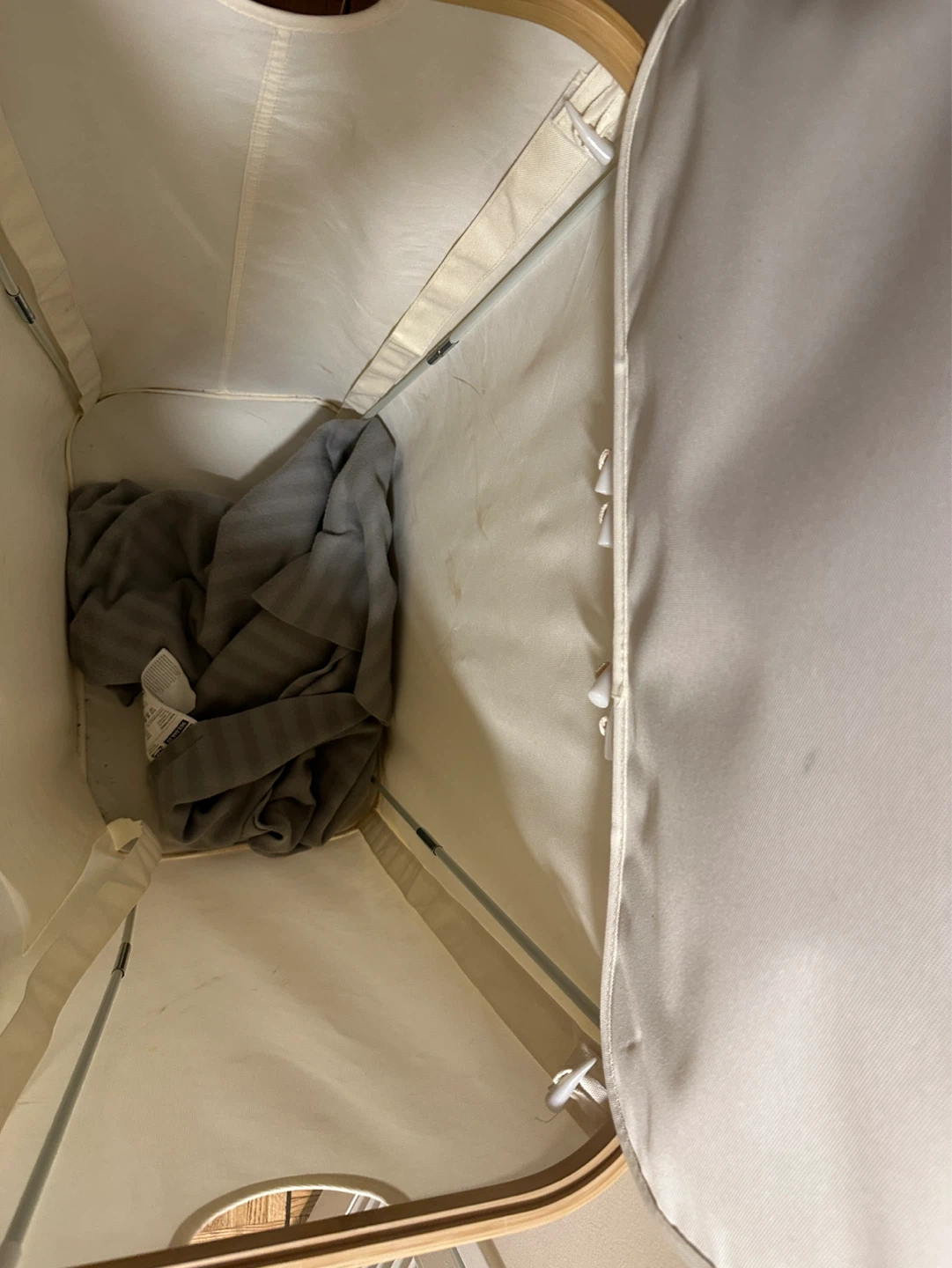 Cream Laundry Hamper with Bamboo Frame - photo 5