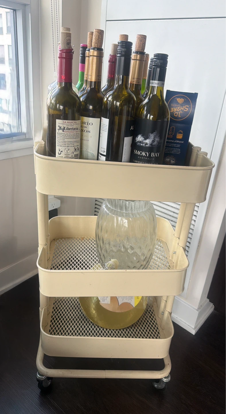 3-Tier Rolling Bar  or utility Cart Cream