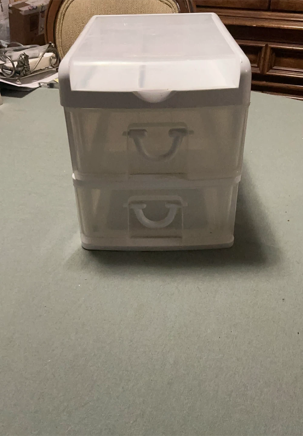 White 2-Drawer Organizer with Top Compartment
