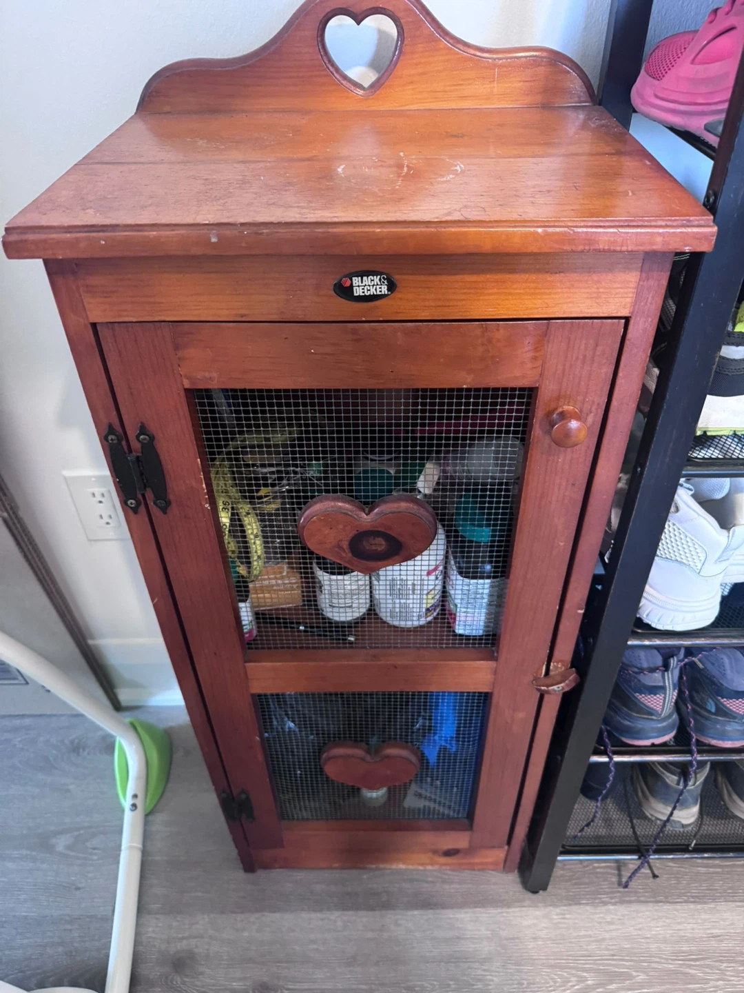 Black & Decker Wooden Storage Cabinet with Heart Accents