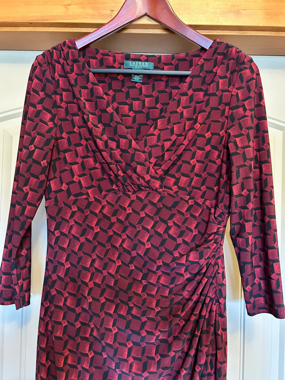 Ralph Lauren Red & Black Geometric Dress Size 6