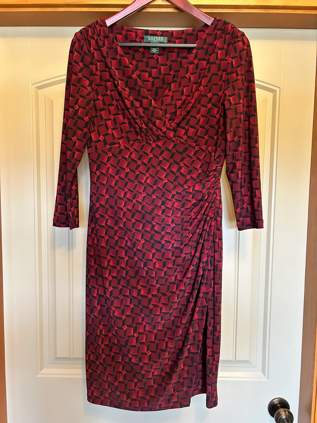 Ralph Lauren Red & Black Geometric Dress Size 6 - photo 2