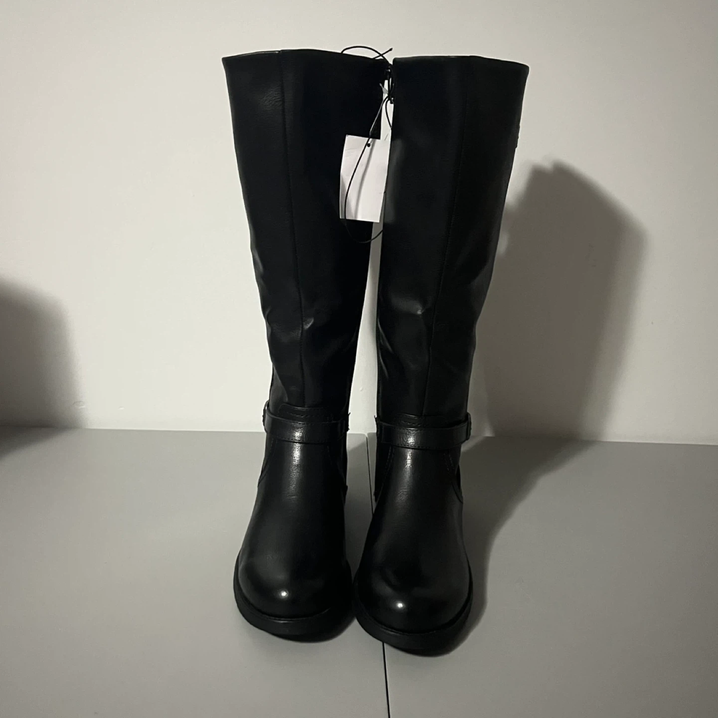 Baretraps Cassidy Faux Leather Women Riding Boot Black Size 7.5