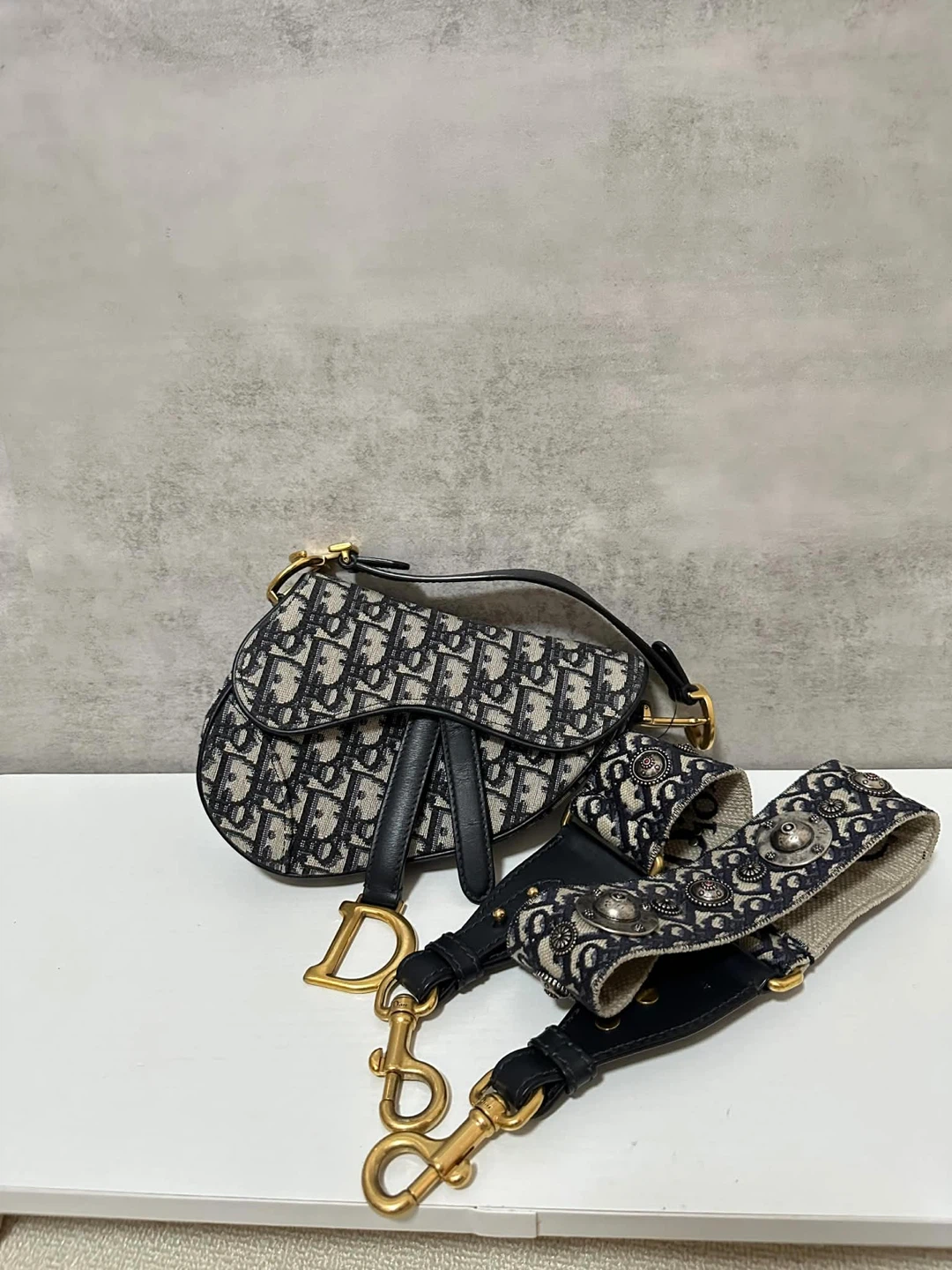 AUTHENTIC Dior Saddle Bag - Mini with Limited Edition Strap