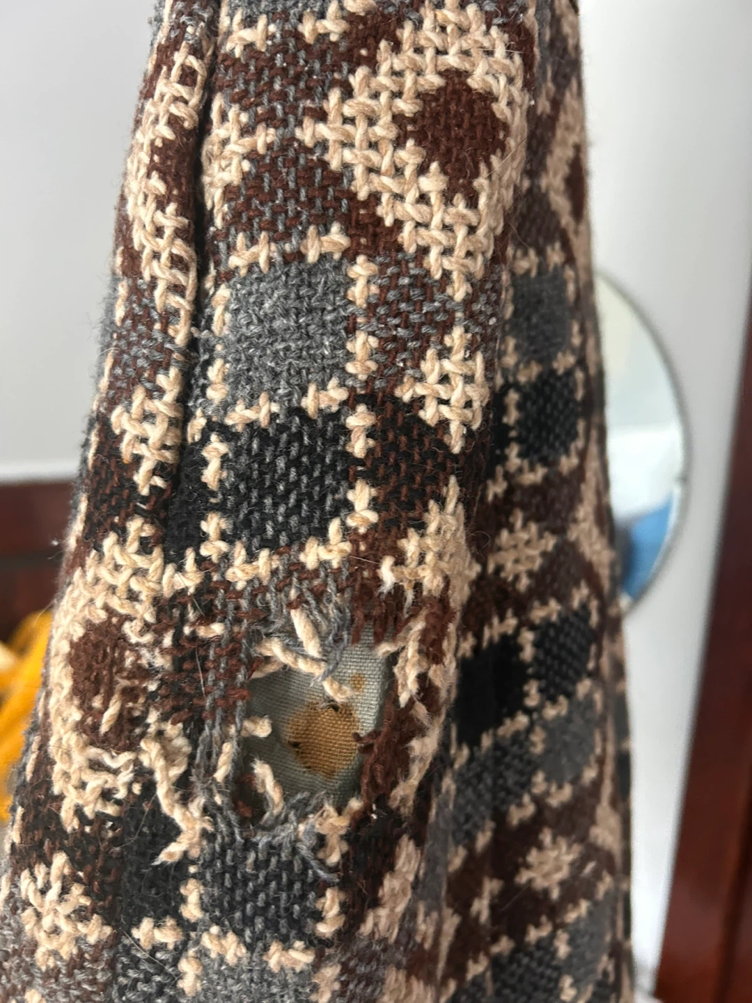 70s Vintage Geometric Pattern Fur Trimmed Coat - photo 5
