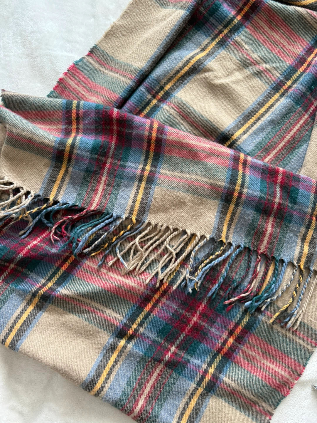 Plaid Scarf with Fringe