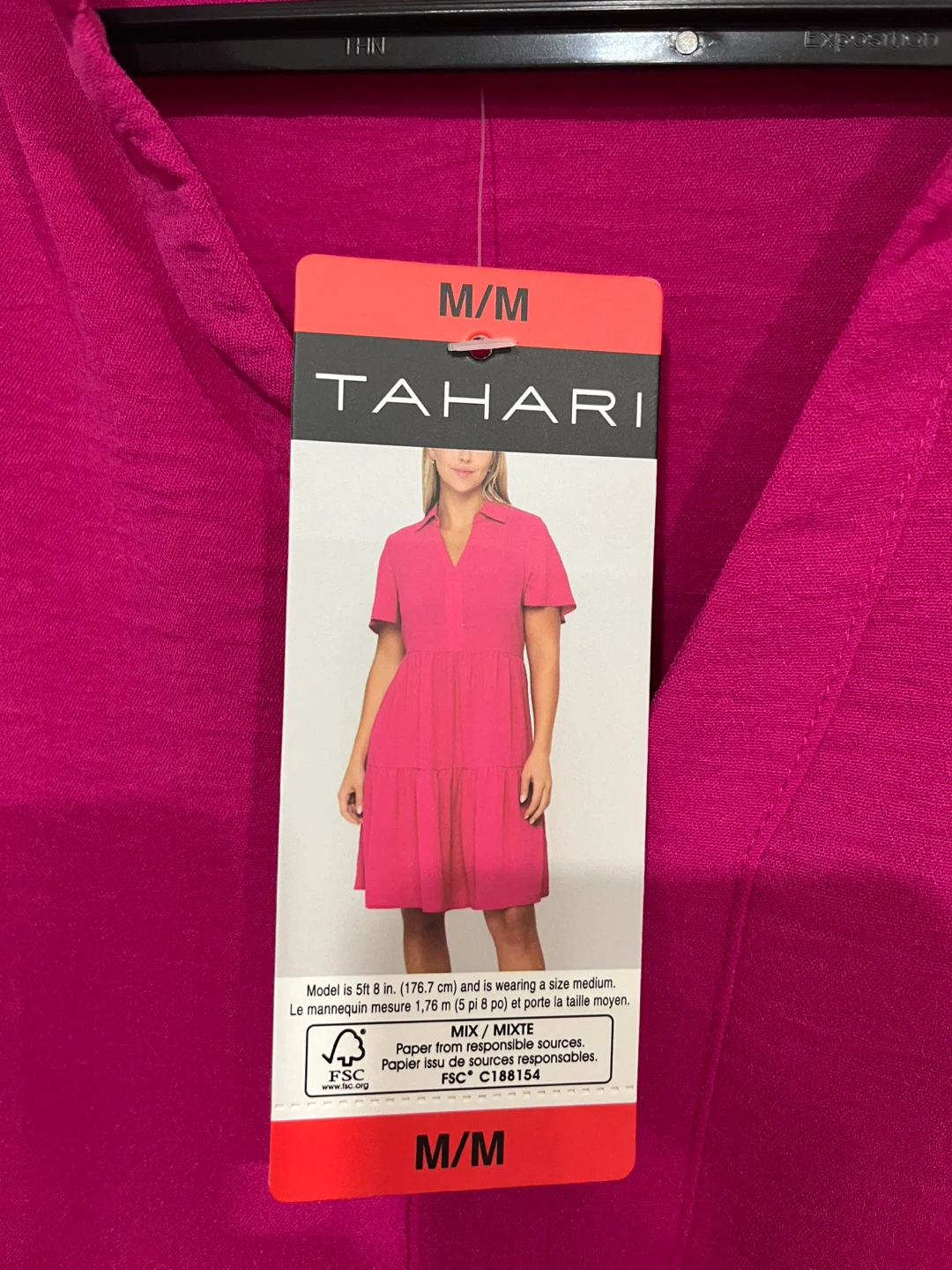 Tahari Women's Tiered Dress M/M Pink - photo 3