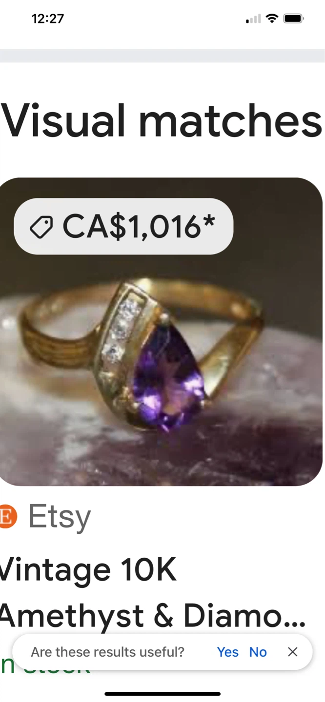 Solid 10k yellow gold amethyst and diamond ring .