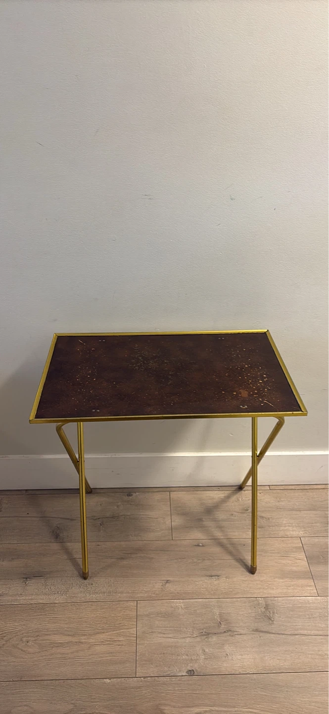 Vintage Foldable Brass TV Tray Table - photo 2