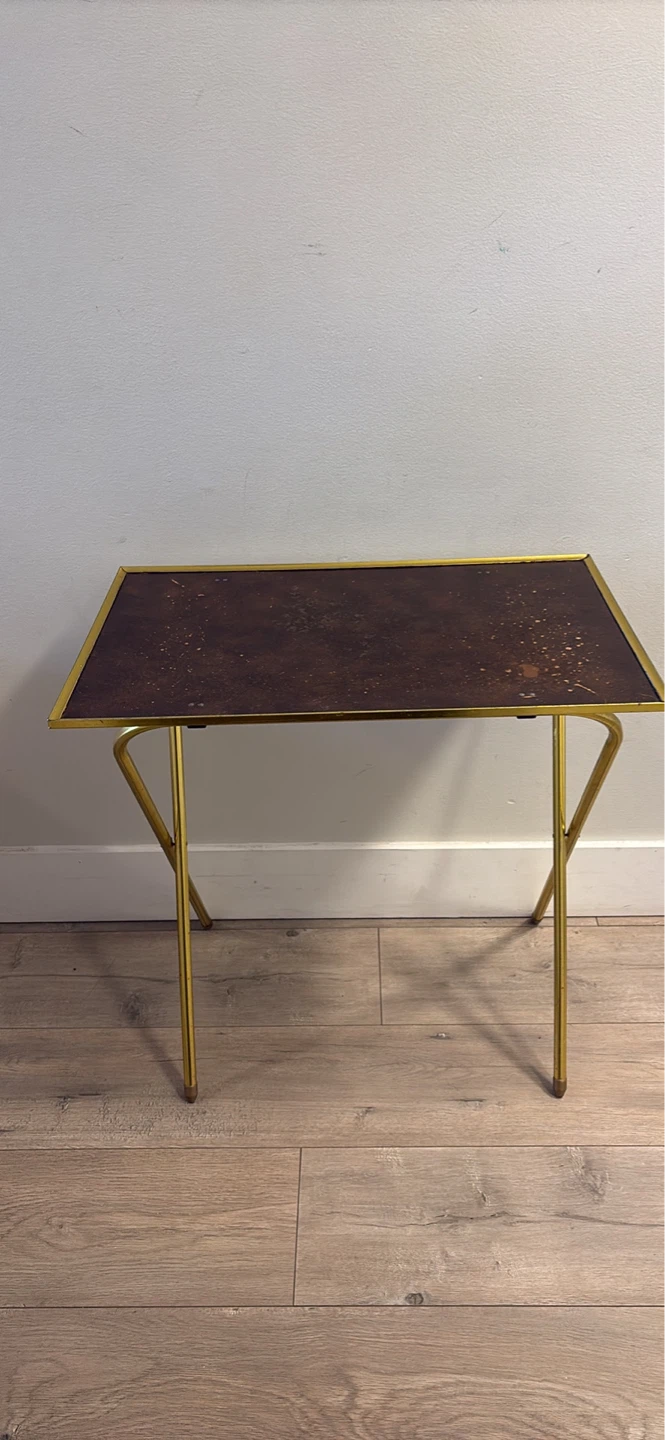 Vintage Foldable Brass TV Tray Table - photo 4