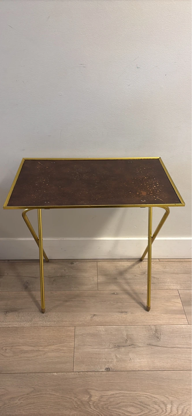 Vintage Foldable Brass TV Tray Table