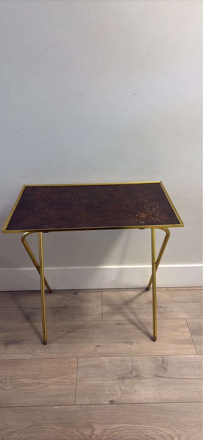 Vintage Foldable Brass TV Tray Table - photo 5