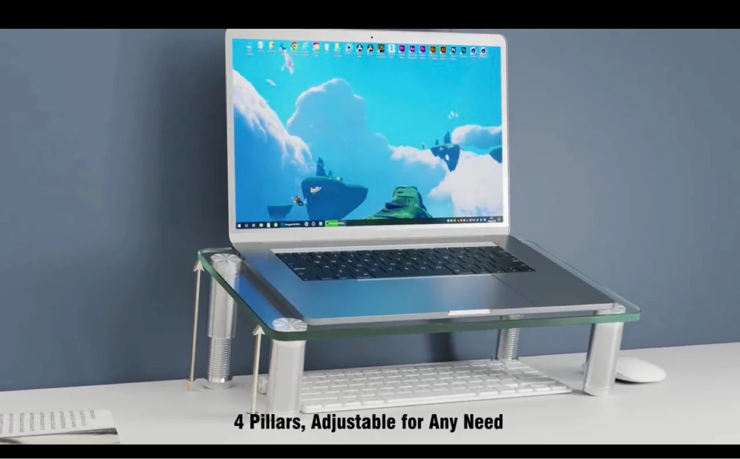 Glass Monitor Stand with Metal Legs