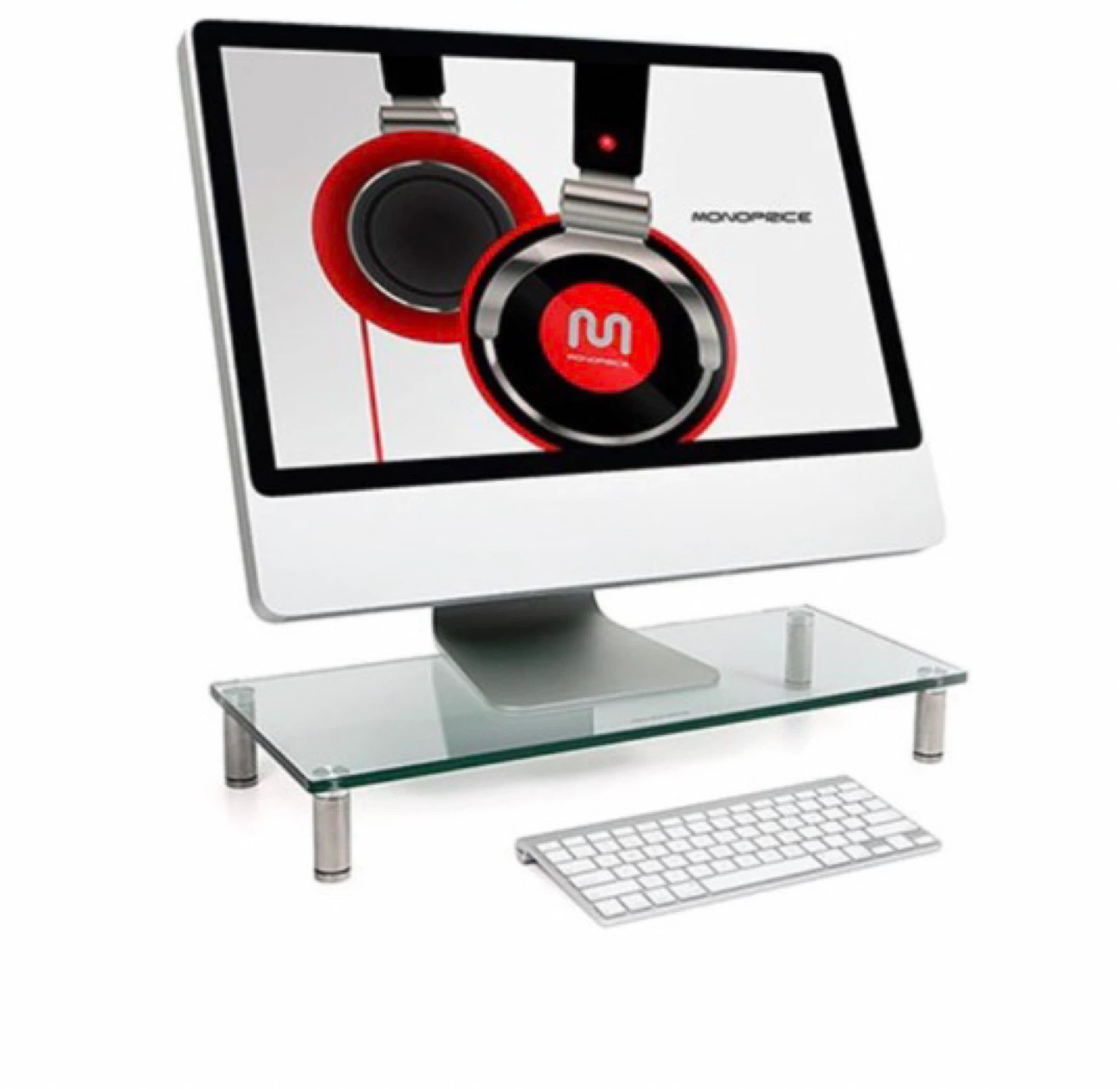 Glass Monitor Stand with Metal Legs - photo 2