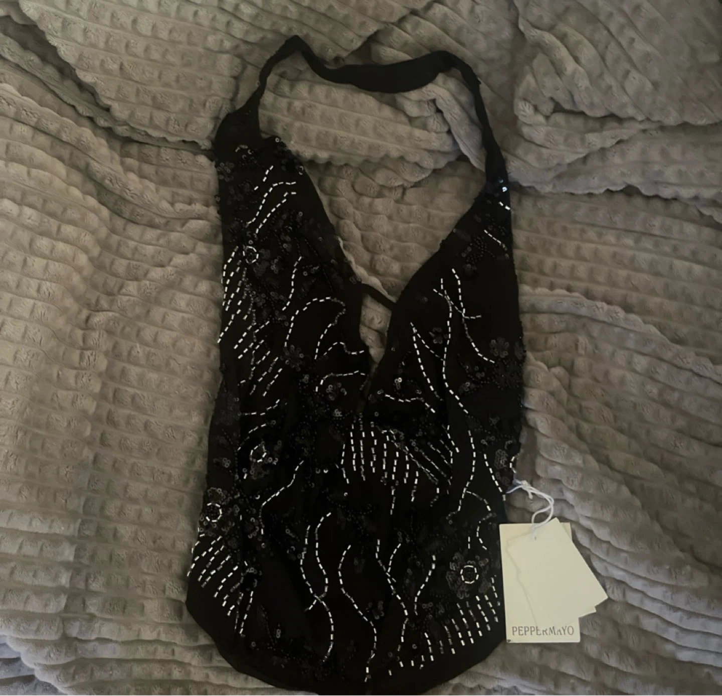 PEPPERMAYO Gail Beaded Cowl Halterneck Top