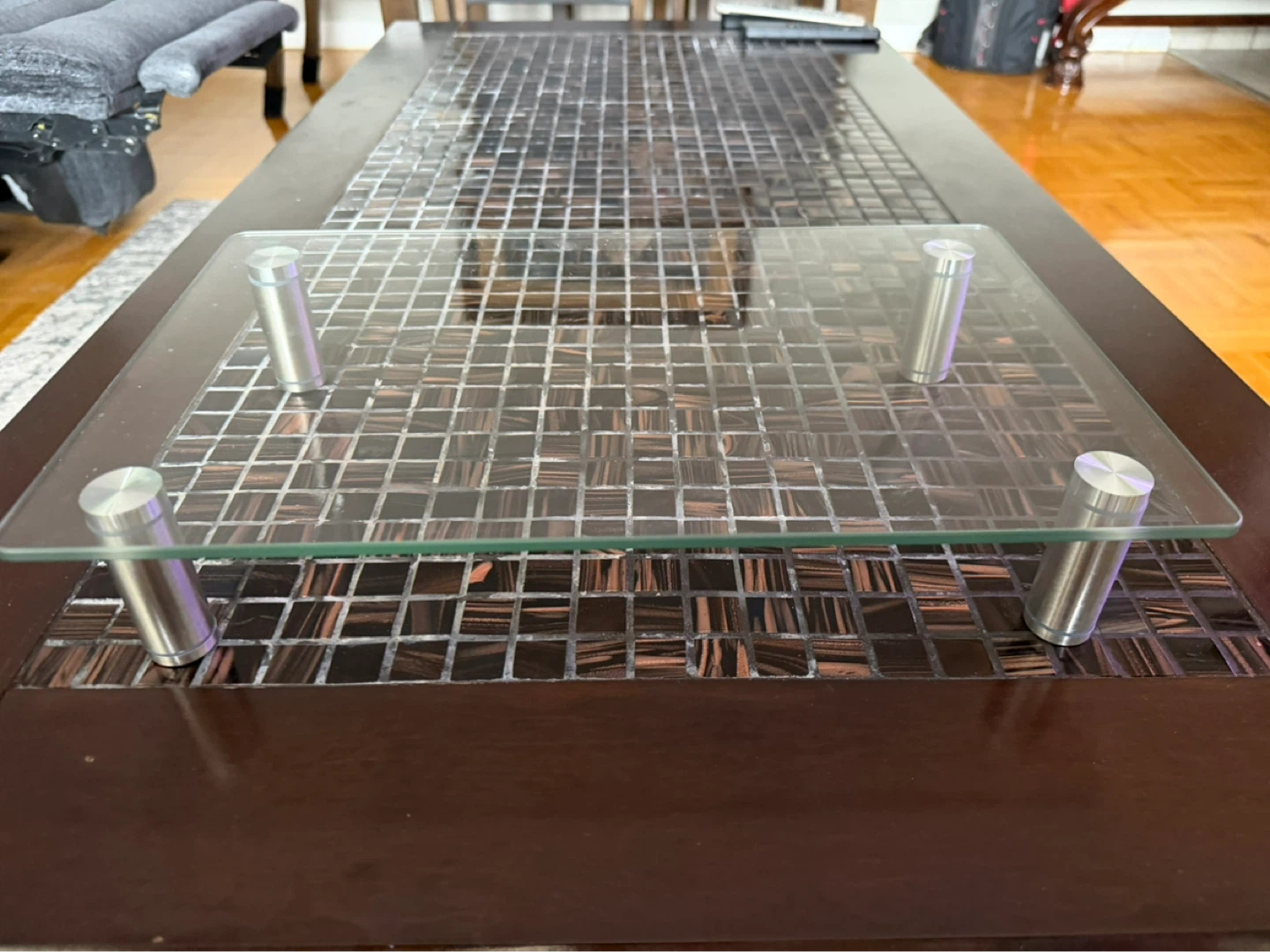 Glass Monitor Stand with Metal Legs - photo 3