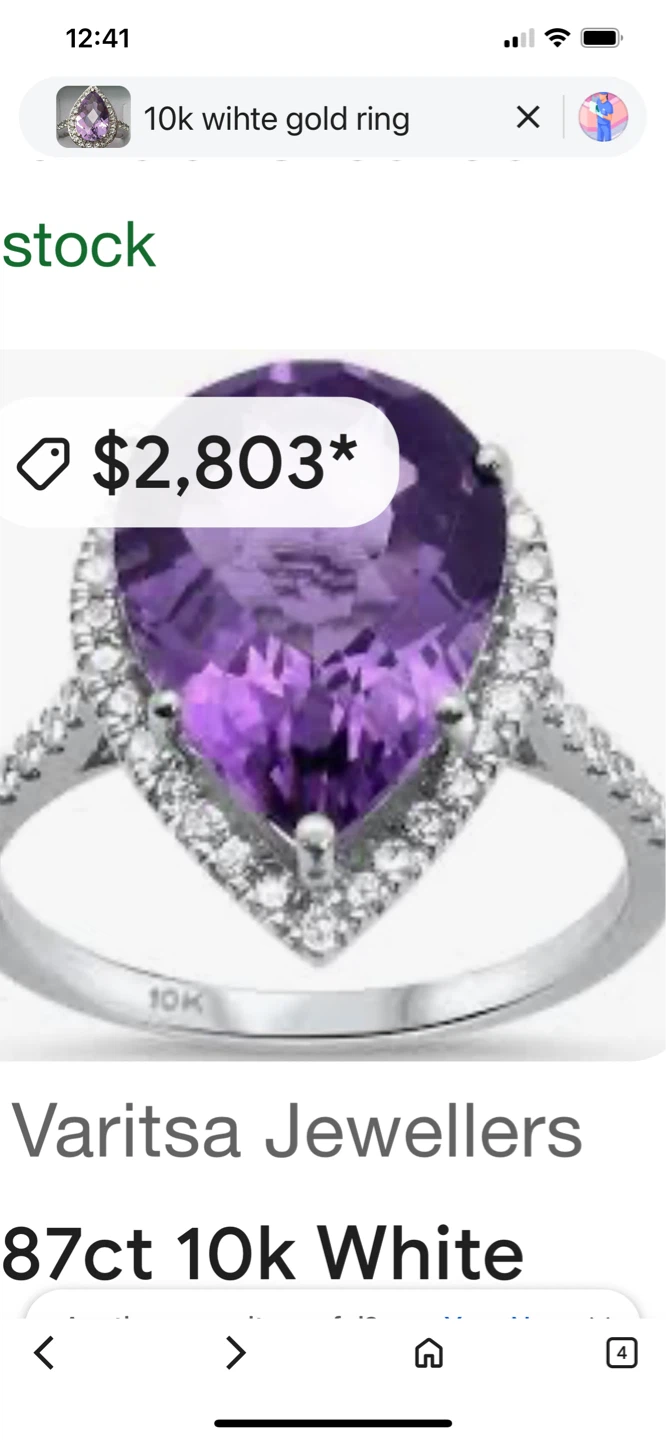 Solid white gold ring .
