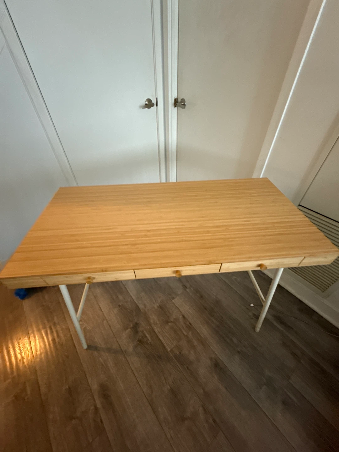 Bamboo top desk with 3 drawers - photo 2