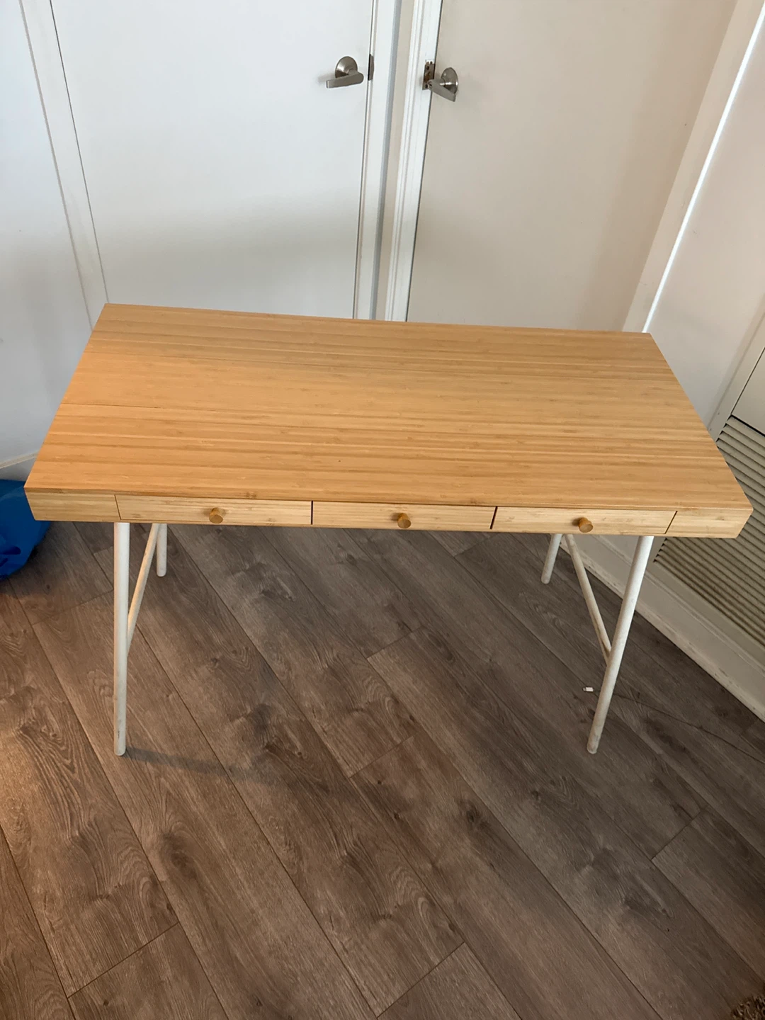 Bamboo top desk with 3 drawers