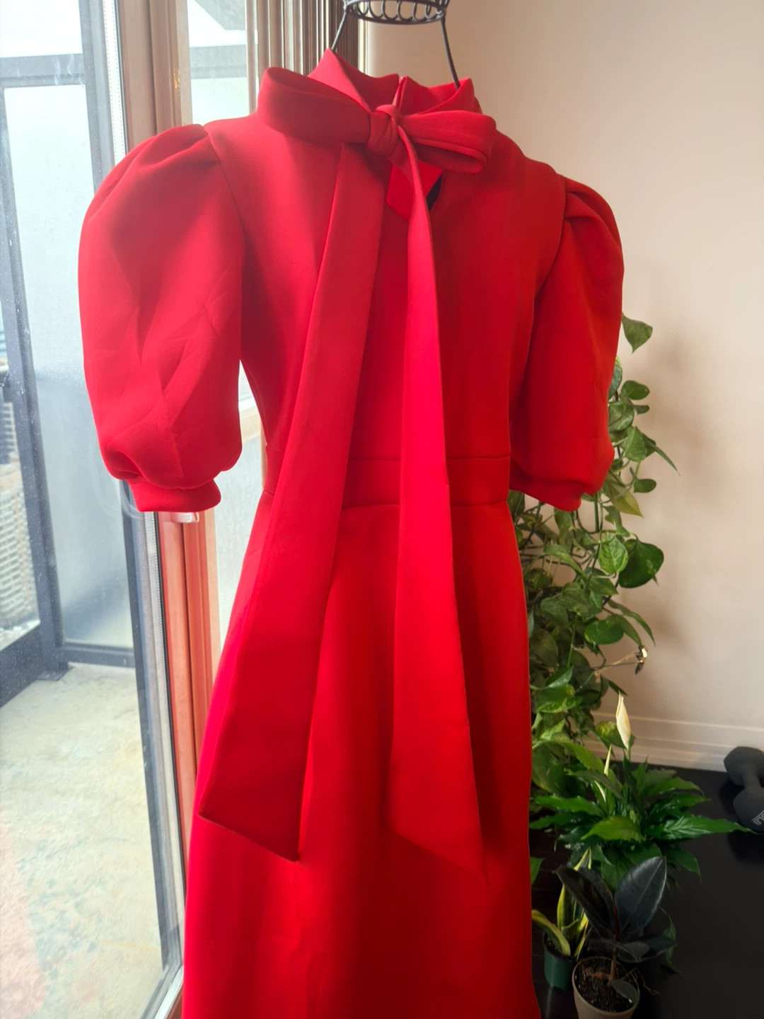 Red Puffy Sleeve Dress - photo 3