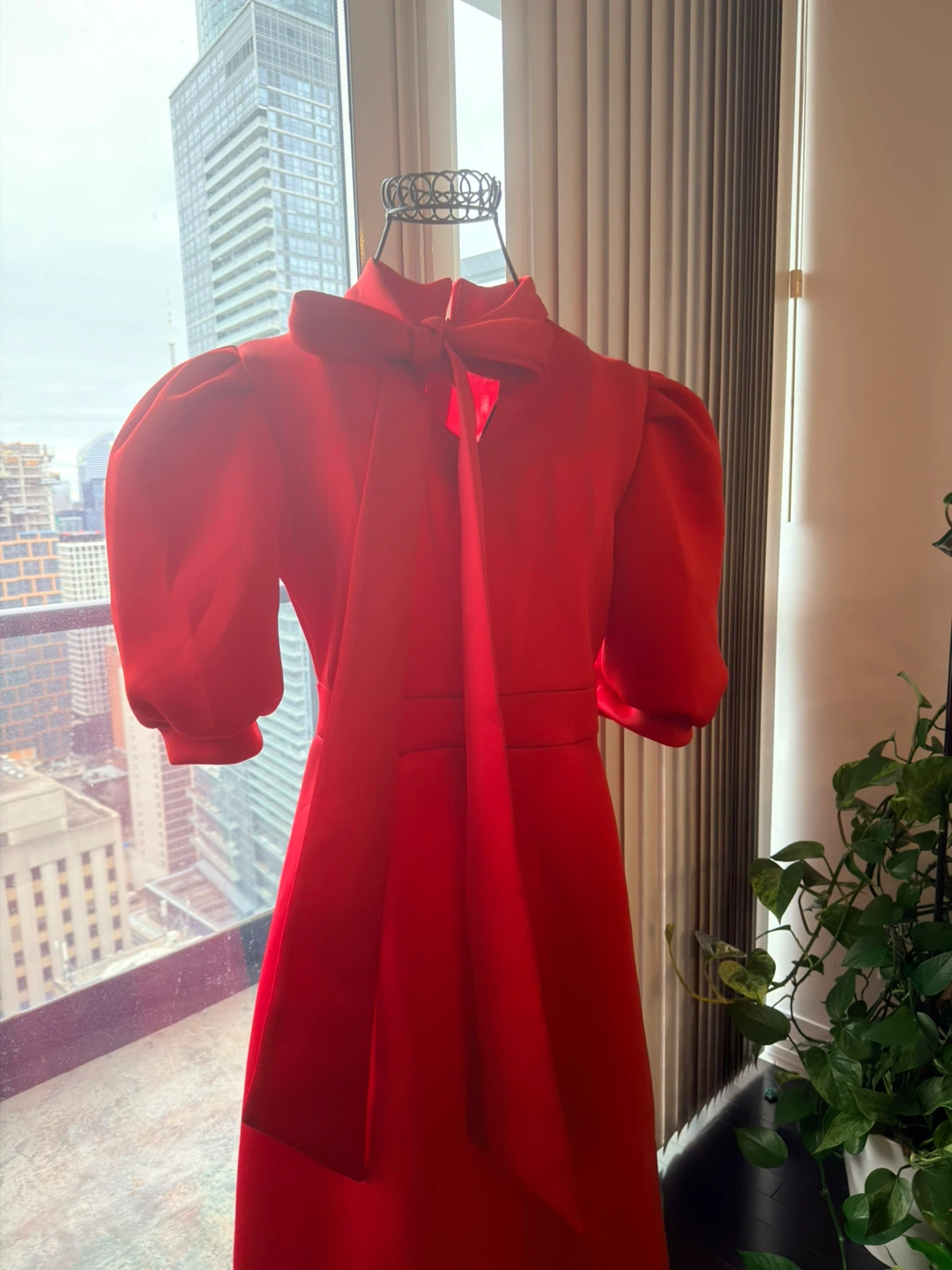 Red Puffy Sleeve Dress - photo 4