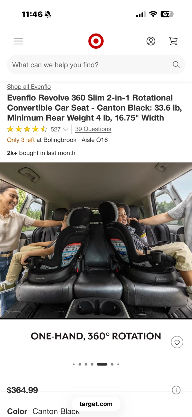 Evenflo Revolve 360 Slim 2-in-1 Rotational Convertible Car Seat - photo 3