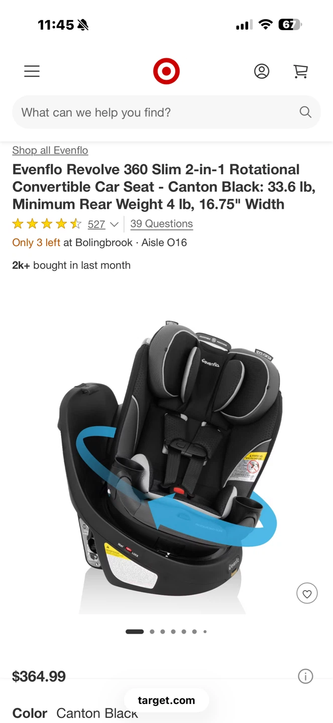 Evenflo Revolve 360 Slim 2-in-1 Rotational Convertible Car Seat