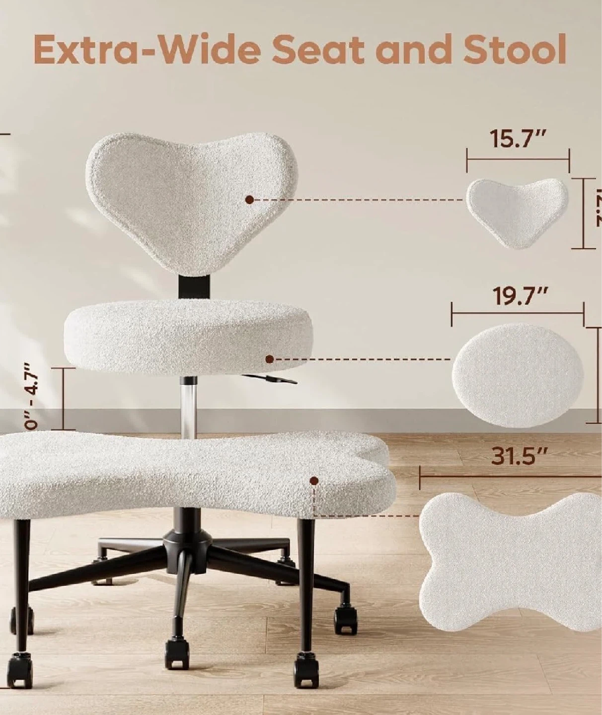 Cream Teddy Fleece Accent Chair with Lumbar Support - photo 2