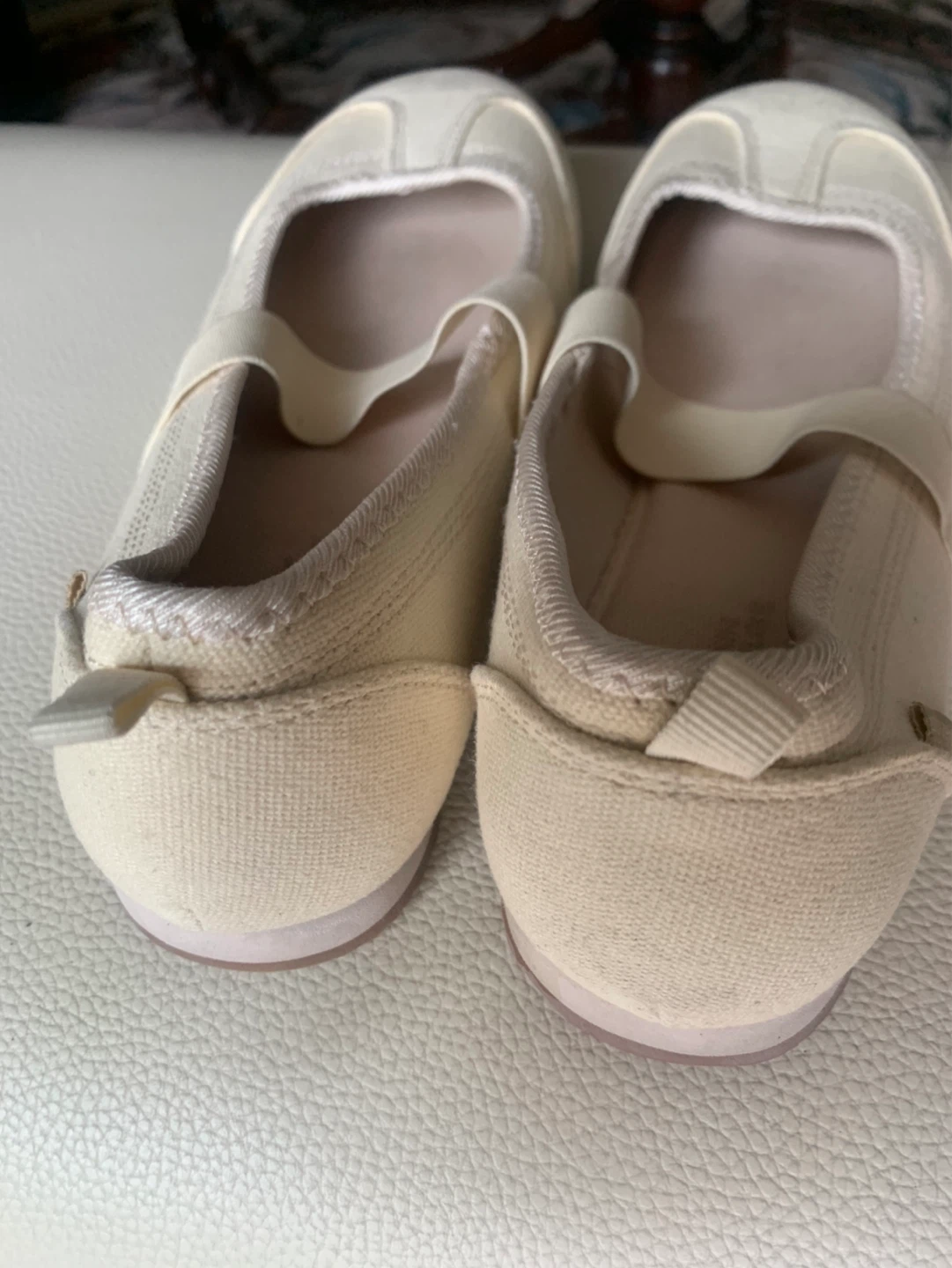 Women's Beige Canvas Ballet Flats - photo 4