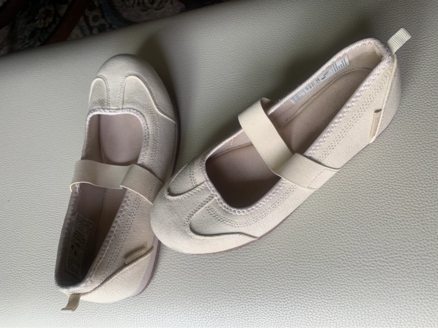 Women's Beige Canvas Ballet Flats - photo 5