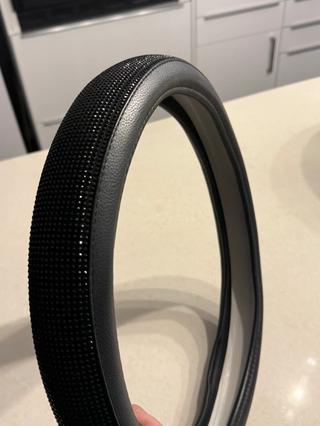 Black Rhinestone Steering Wheel Cover