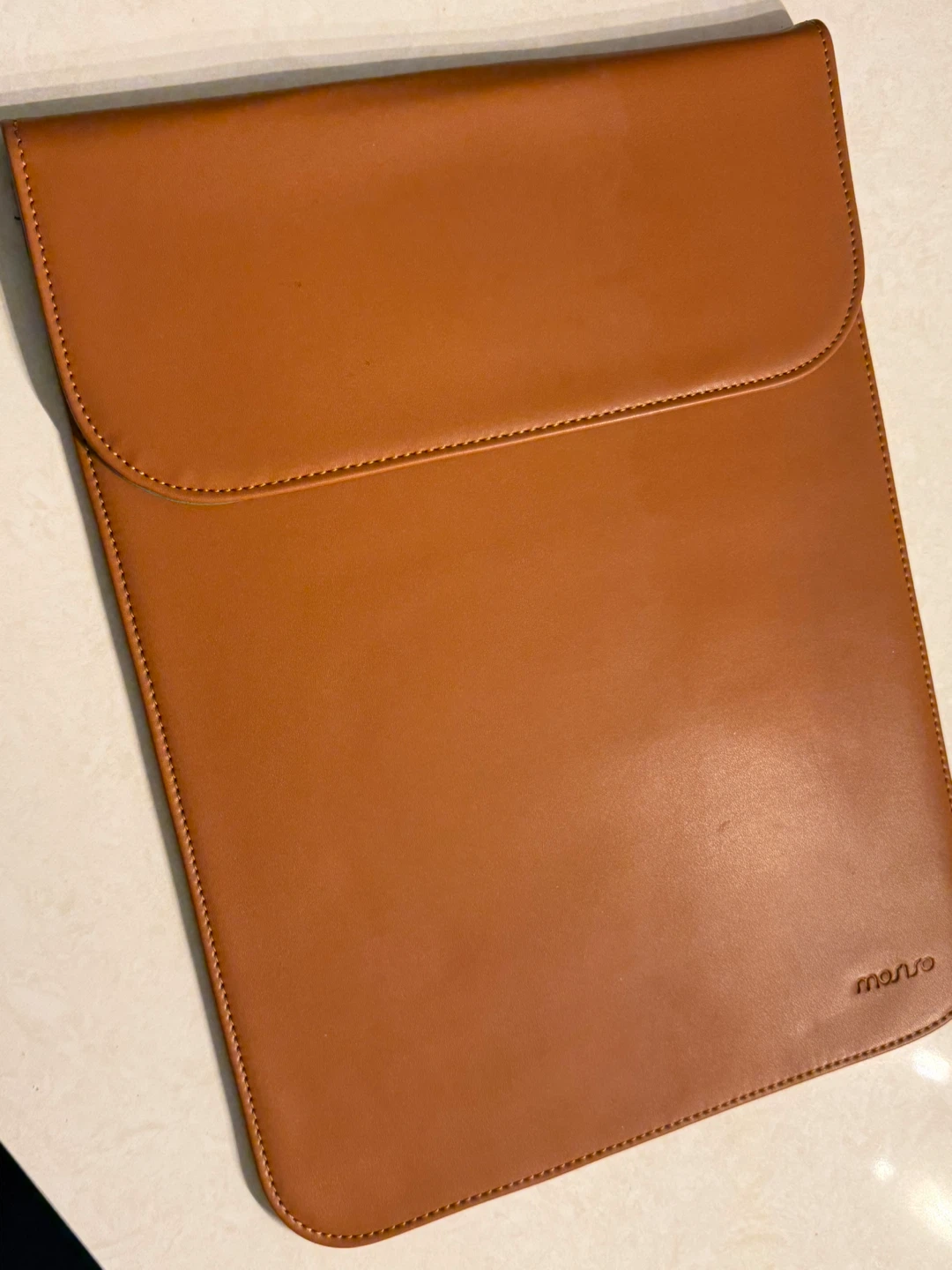 Monro Faux Leather Laptop Sleeve Case Tan