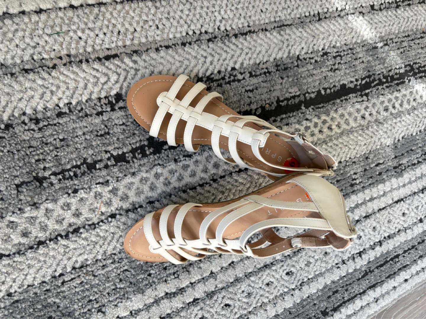 White Glazed Gladiator Sandals - Size 9.5 - photo 4