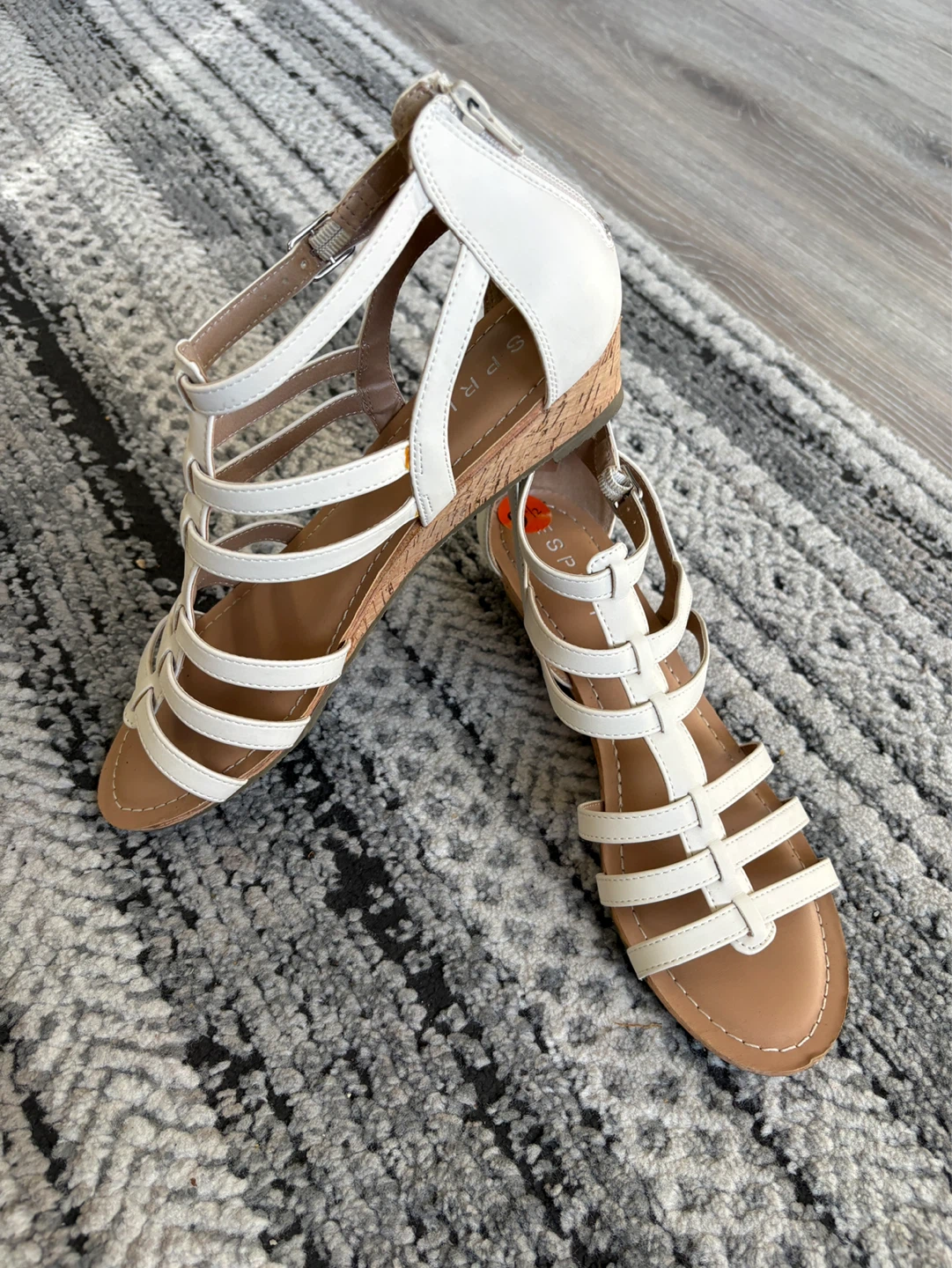 White Glazed Gladiator Sandals - Size 9.5 - photo 3