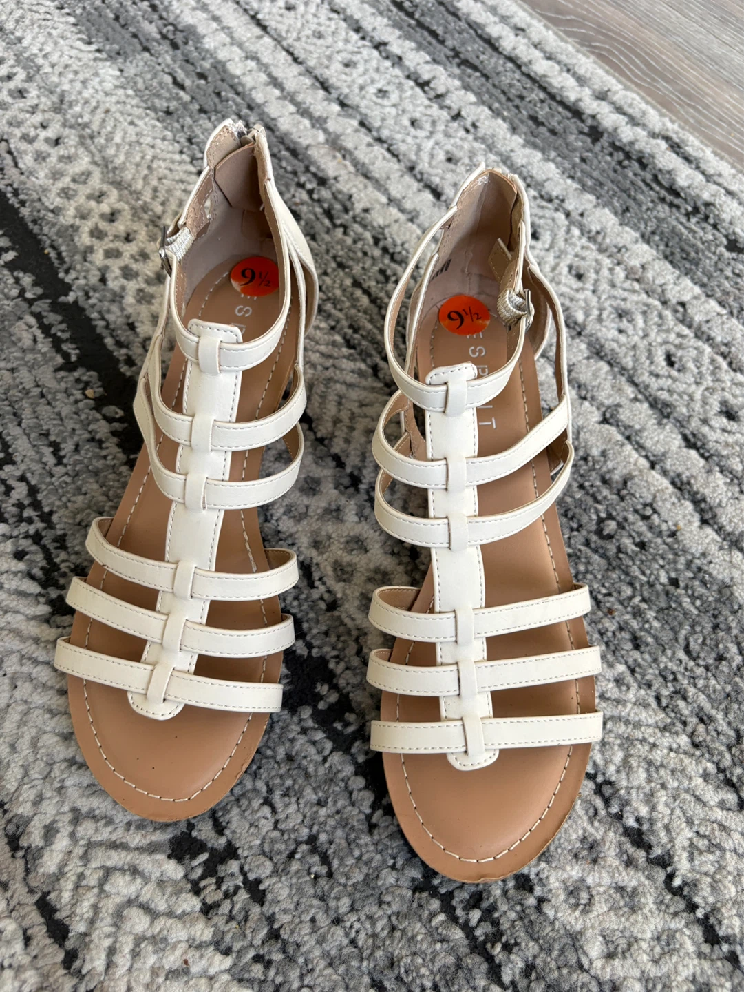 White Glazed Gladiator Sandals - Size 9.5 - photo 2