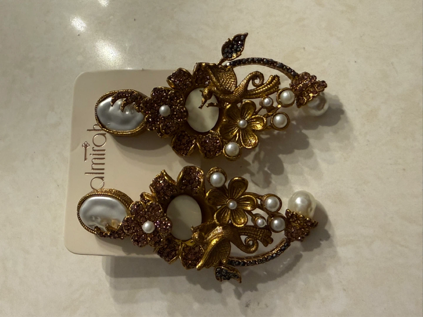 Almirah Statement Earrings with Pearls and Rhinestones - photo 4