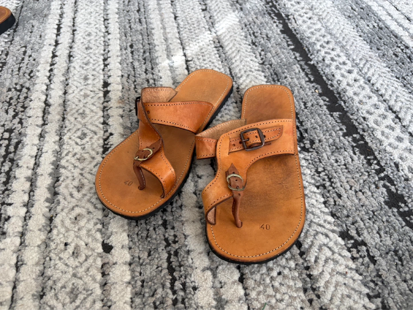 Tan Leather Sandals Size 40