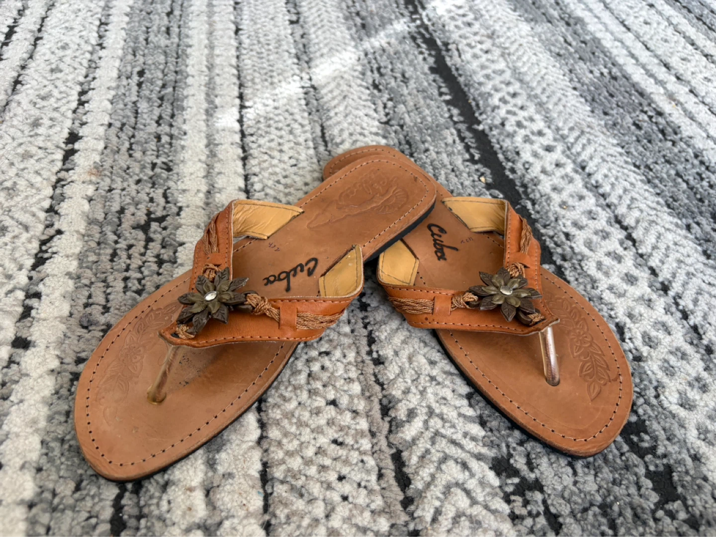 Brown Leather Flip Flops - Cuba - photo 2